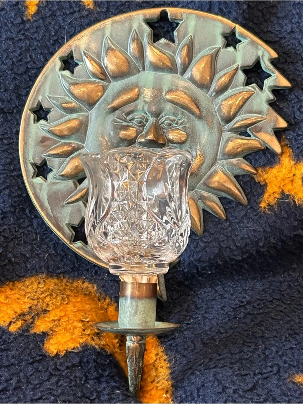 Vintage 90s Celestial Candle Holder PartyLite Sun Wall Sconce Whimsigoth Witchy - Picture 3 of 9